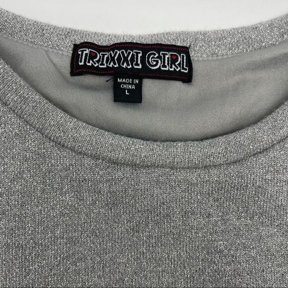 Trixxi Girl Gray Silver Metallic Dress Size L - Picture 5 of 10